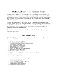 Students Advance to the Semifinal Round