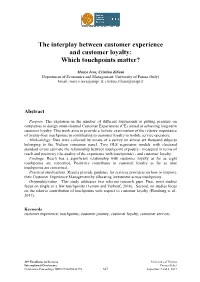 The Interplay Between Customer Experience and Customer Loyalty: Which Touchpoints Matter?