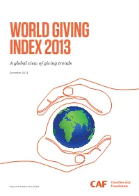 WORLD GIVING INDEX 2013 a Global View of Giving Trends