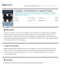 An Introduction to Linguistic Theory Victoria A