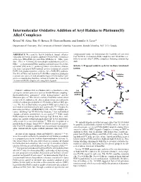 Intermolecular Oxidative Addition of Aryl Halides to Platinum(II) Alkyl Complexes Kristof M