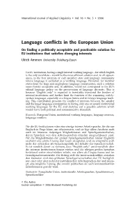 Language Conflicts in the European Union W 321 of Official EU Language