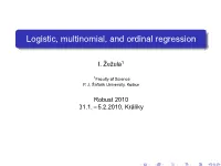 Logistic, Multinomial, and Ordinal Regression