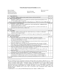 NASA Routine Payload Checklist (1 of 3)