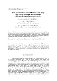 New Records of Lichens and Lichenicolous Fungi from Fuerteventura (Canary Islands), with Descriptions of Some New Species