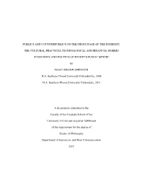 Publics and Counterpublics on the Front Page of the Internet