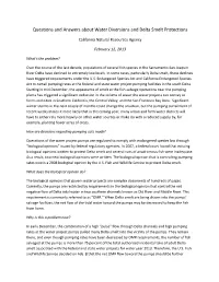 Questions and Answers About Water Diversions and Delta Smelt Protections