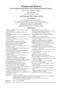 Trauma and Memory Four-Monthly European Review of Psychoanalysis and Social Science