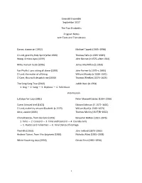 Emerald Ensemble September 2017 the Two Elizabeths Program Notes