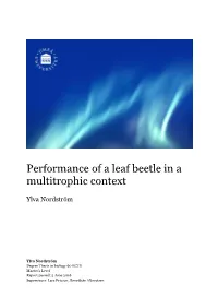 Performance of a Leaf Beetle in a Multitrophic Context
