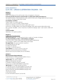 Programma Classe IV LL
