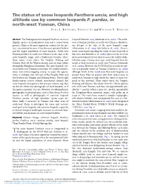 The Status of Snow Leopards Panthera Uncia, and High Altitude Use by Common Leopards P