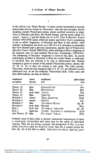 To Mean 'Poems Transmitted in Bucolic Manuscripts but Not Writt