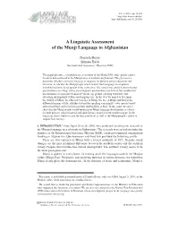 A Linguistic Assessment of the Munji Language in Afghanistan