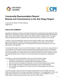 Community Representation Report: Boards and Commissions in the San Diego Region