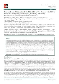 Non-Syndromic X Linked Intellectual Disability in Two Brothers with a Novel NLGN4X Gene Splicing Mutation (NC 018934.2: G