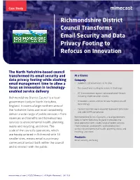 Richmondshire District Council Transforms Email Security and Data Privacy Footing to Refocus on Innovation