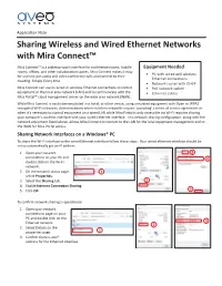 Sharing Wireless and Wired Ethernet Networks with Mira Connect™
