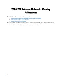 2020-2021 Aurora University Catalog Addendum