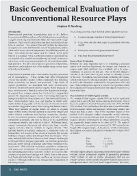 Basic Geochemical Evaluation of Unconventional Resource Plays Stephan H