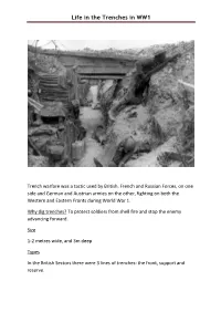 Life in the Trenches in WW1