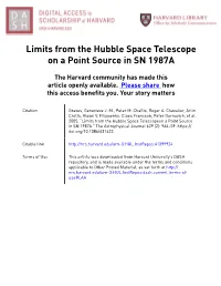 Limits from the Hubble Space Telescope on a Point Source in SN 1987A