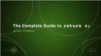The Complete Guide to Return X;