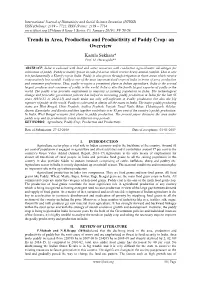Trends in Area, Production and Productivity of Paddy Crop: an Overview