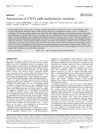 Association of Cnvs with Methylation Variation