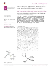 Crystal Structure and Quantum-Chemical Calculations of a Trimethylaluminium– THF Adduct
