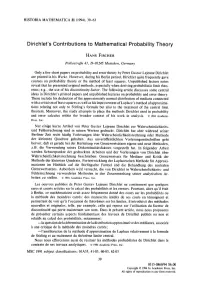 Dirichlet's Contributions to Mathematical Probability Theory