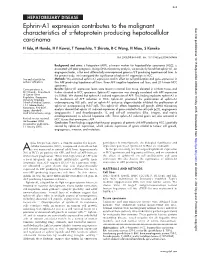 Ephrin-A1 Expression Contributes to the Malignant Characteristics of A