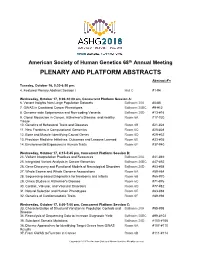 Plenary and Platform Abstracts