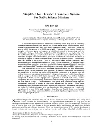 Simplified Ion Thruster Xenon Feed System for NASA Science Missions