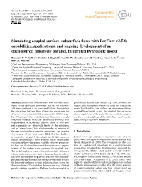 Simulating Coupled Surface–Subsurface Flows with Parflow V3