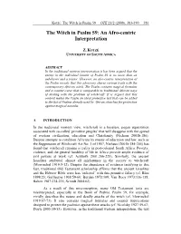 The Witch in Psalm 59: an Afro-Centric Interpretation