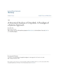 A Structured Analysis of Ostpolitik: a Paradigm of a Systems Approach James E