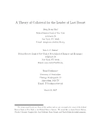 A Theory of Collateral for the Lender of Last Resort