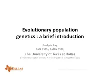 Evolutionary Population Genetics : a Brief Introduction