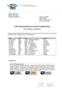 FIM Freestyle Motocross World Championship 2011 Calendar, 22 November
