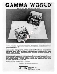 GAMMA World M SCIENCE FANTASY ROL E-PLAYING GAME