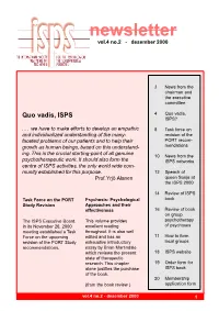 Isps Newsletter Use the Newsletter Objectives of ISPS ISPS Secretariat