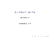 Miller-Rabin Primality Test