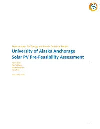 University of Alaska Anchorage Solar PV Pre-Feasibility Assessment