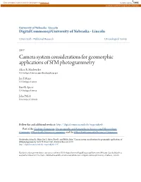Camera System Considerations for Geomorphic Applications of Sfm Photogrammetry Adam R