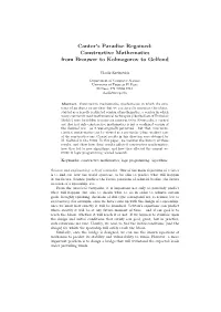 Cantor's Paradise Regained: Constructive Mathematics From