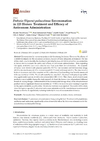 Daboia (Vipera) Palaestinae Envenomation in 123 Horses: Treatment and Efﬁcacy of Antivenom Administration