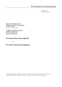 Provisional List of Participants