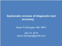 Systematic Reviews of Diagnostic Test Accuracy