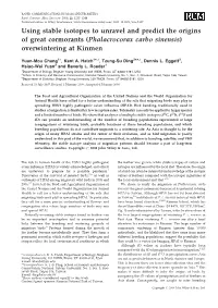 Using Stable Isotopes to Unravel and Predict the Origins of Great Cormorants (Phalacrocorax Carbo Sinensis) Overwintering at Kinmen
